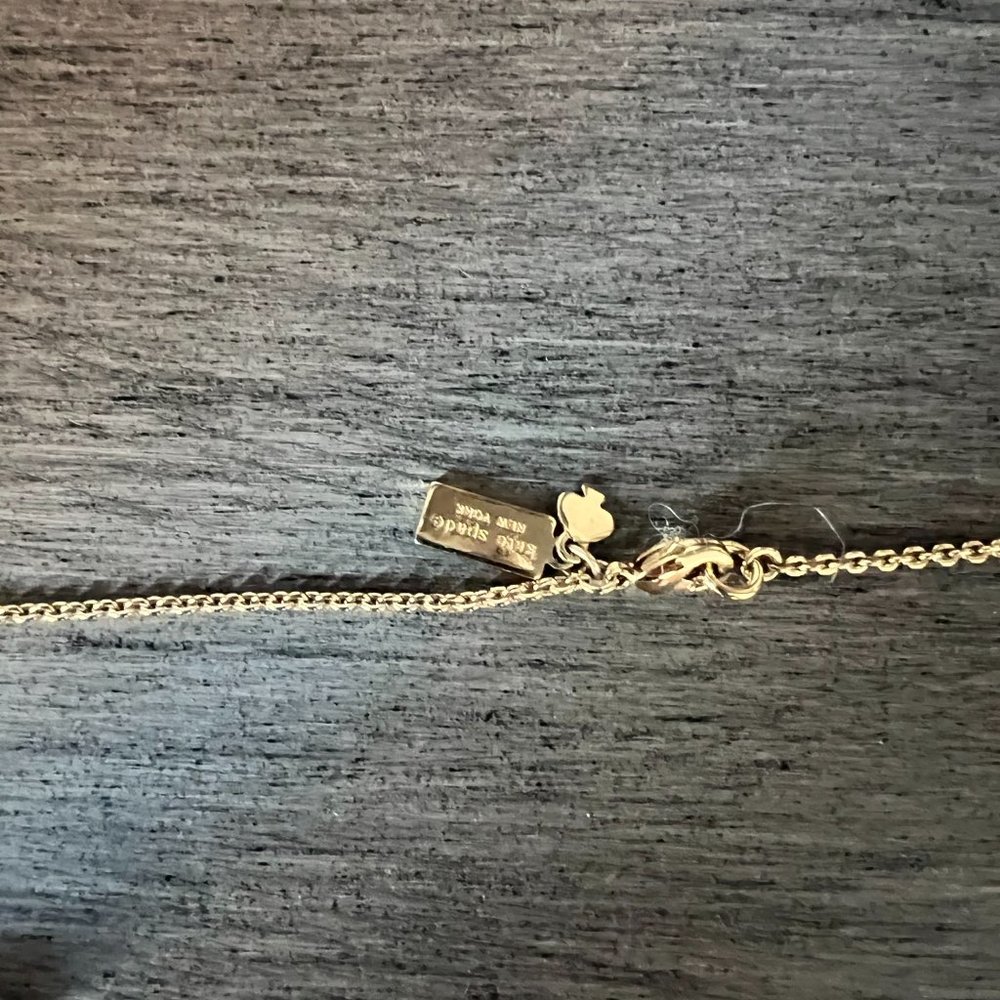 Gold Tone Kate Spade Crystal Bow Necklace - Picture 3 of 3